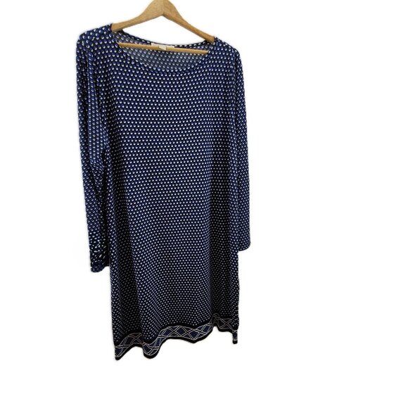 Michael Michael Kors Shift Dress Women's Plus Size 2X Blue Geometric Long Sleeve - Picture 1 of 12